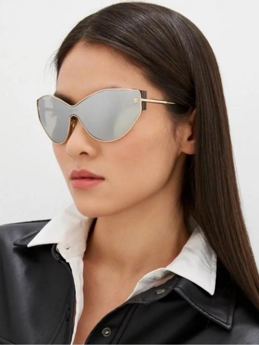 Versace Gold Cat-Eye Sunglasses with Silver Mirrored Lenses